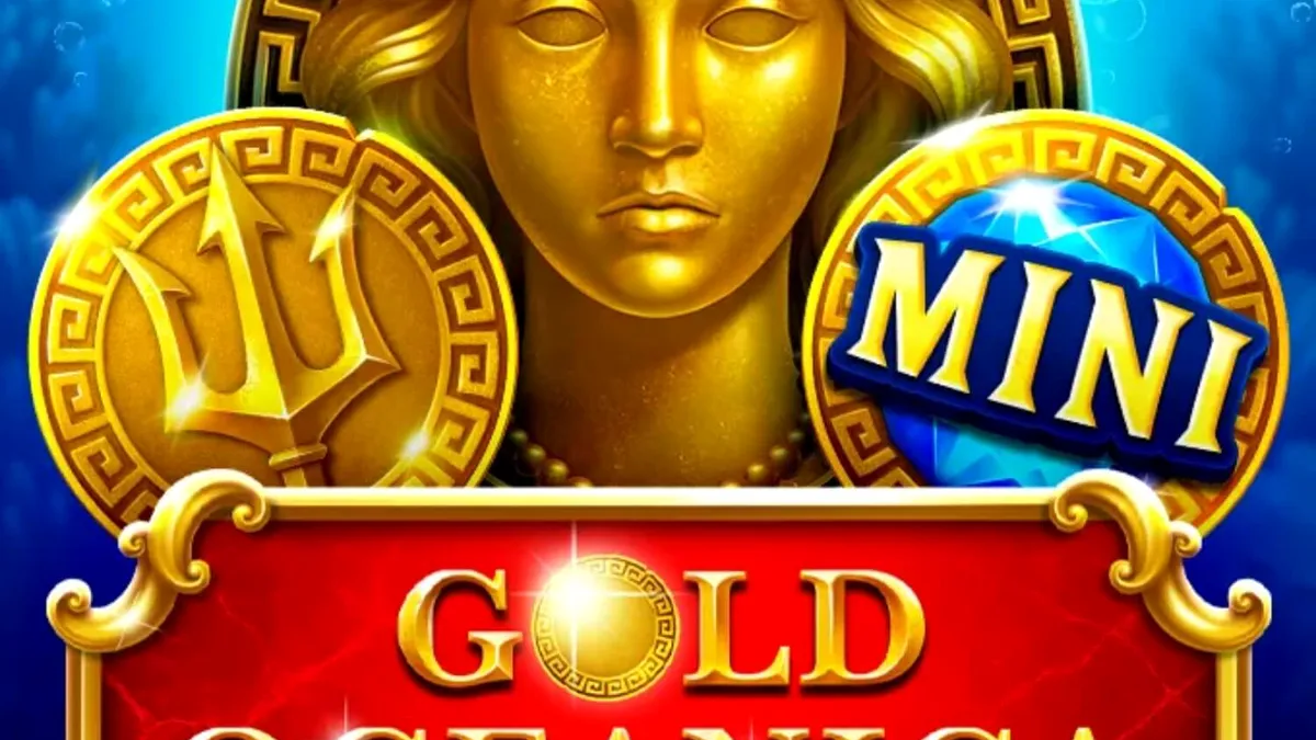 Tampilan visual slot Gold Oceanica dengan tema dewi laut dan harta karun bawah air