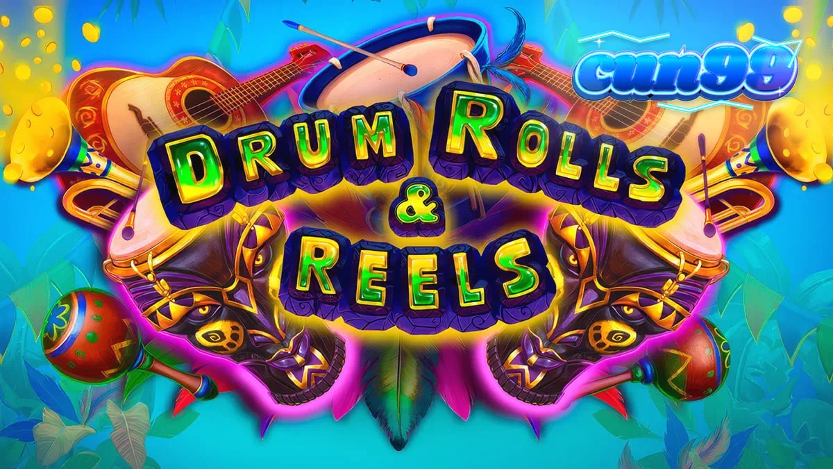 Tampilan visual slot Drum Rolls & Reels dengan tema karnaval Brasil
